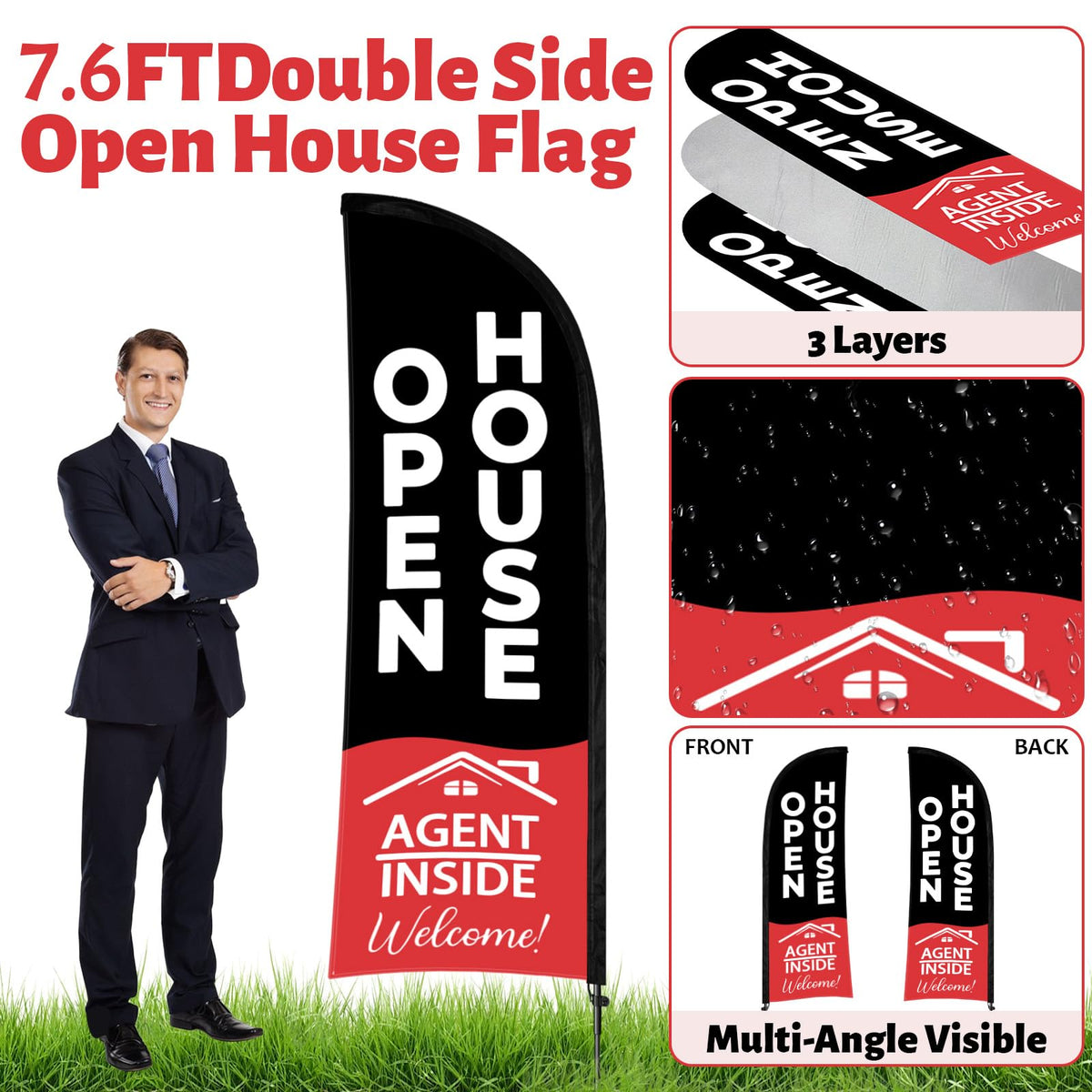 Jsngbse open house flag pole set ready for outdoor setup