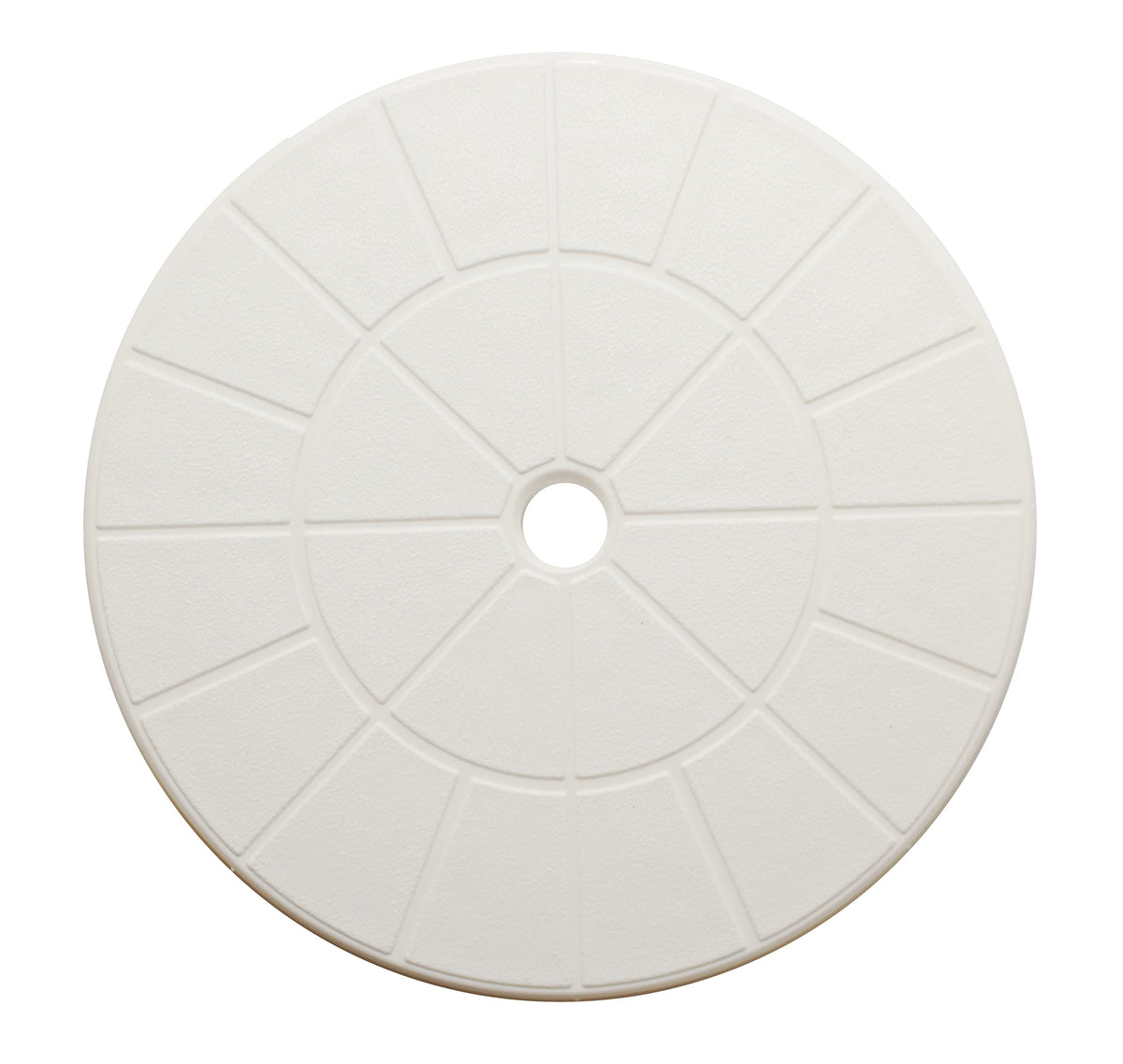 JSP Manufacturing skimmer cover top view shows a durable white lid for pool debris capture.