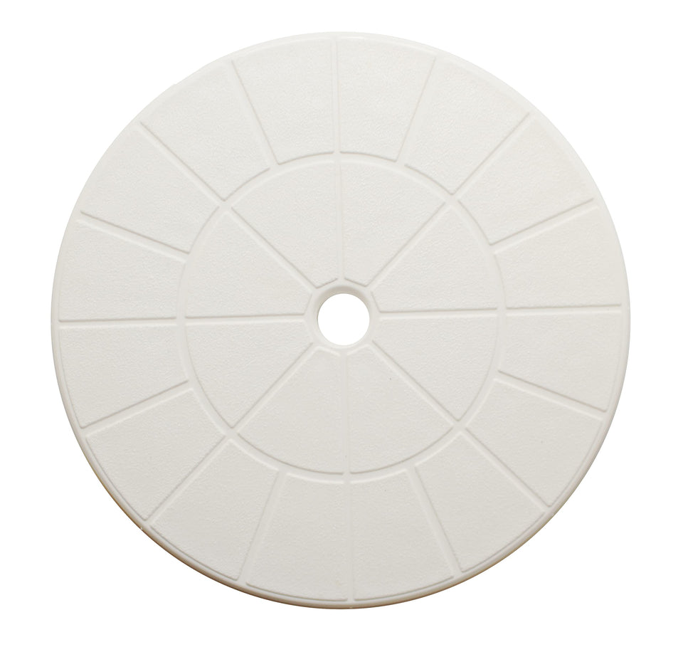 JSP Manufacturing skimmer cover top view shows a durable white lid for pool debris capture.