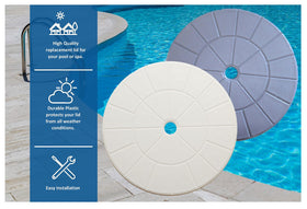 JSP Manufacturing skimmer cover suitable for 9-inch pool and spa lids.