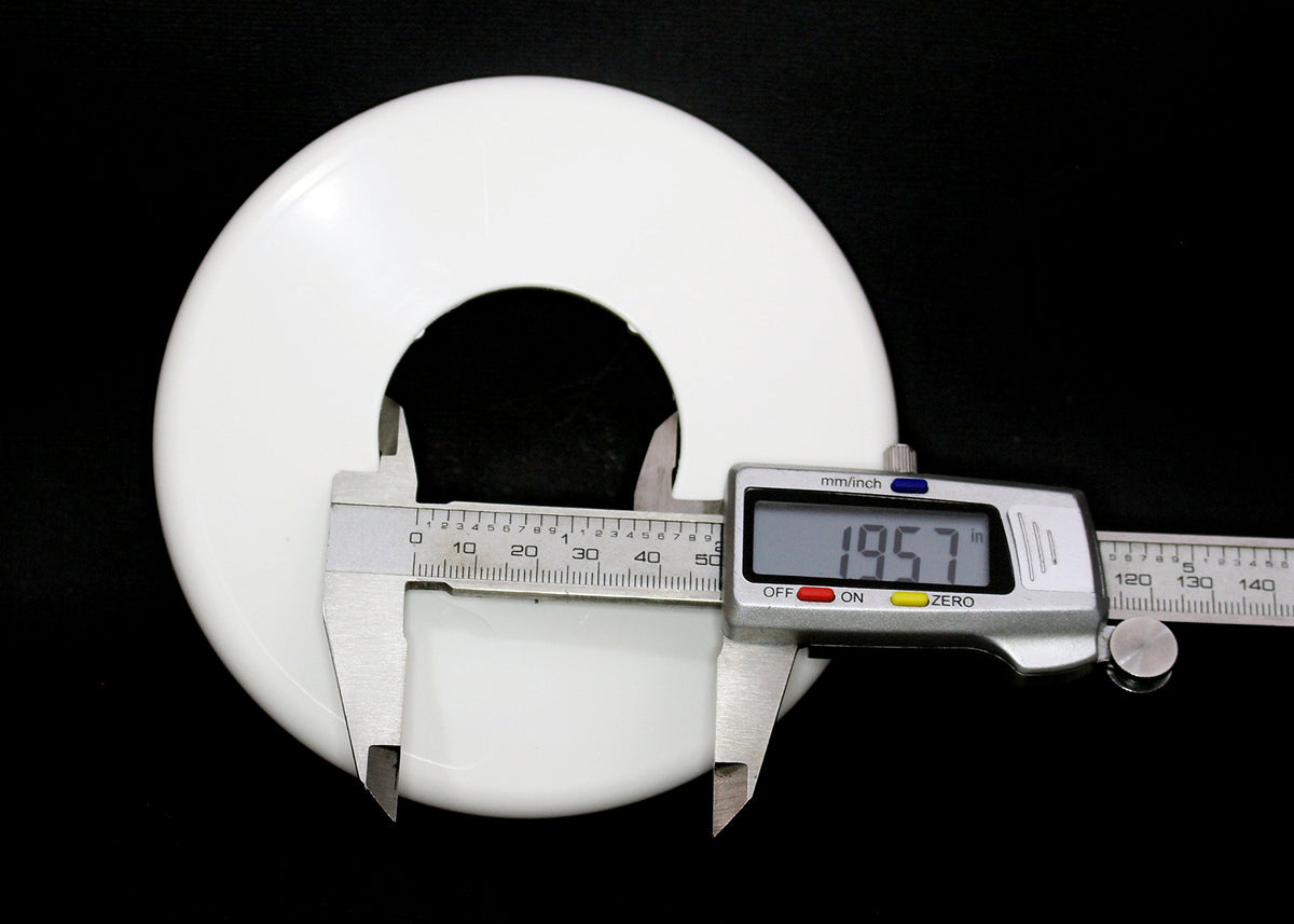 ABS plastic escutcheon in white for pool hardware.