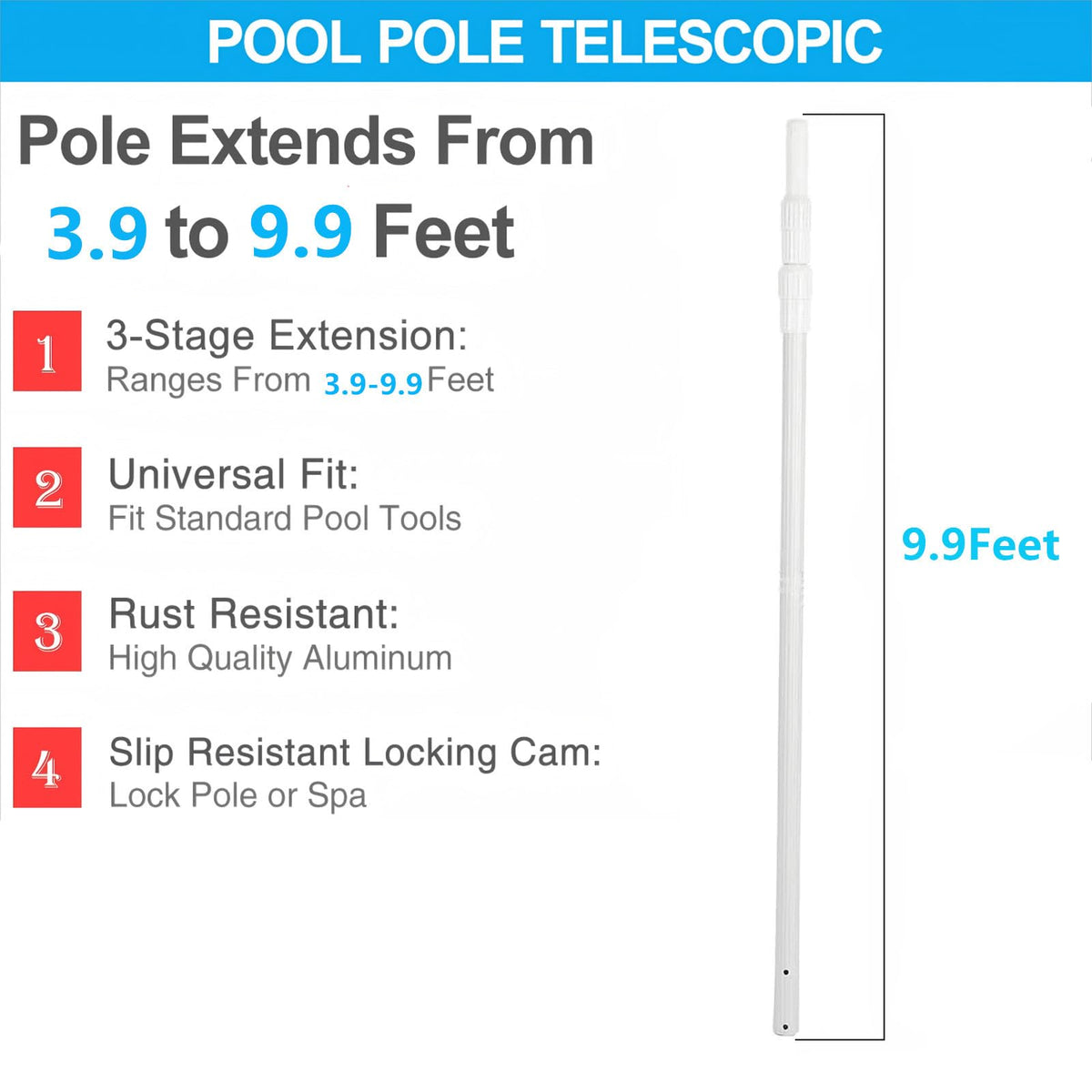 JSPJSP pool pole with attachments compatibility for nets and brushes.