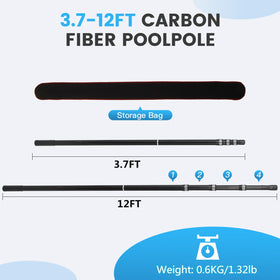 JSPJSP telescopic pool rod adjusts from 3.7 to 12 feet for versatile cleaning.