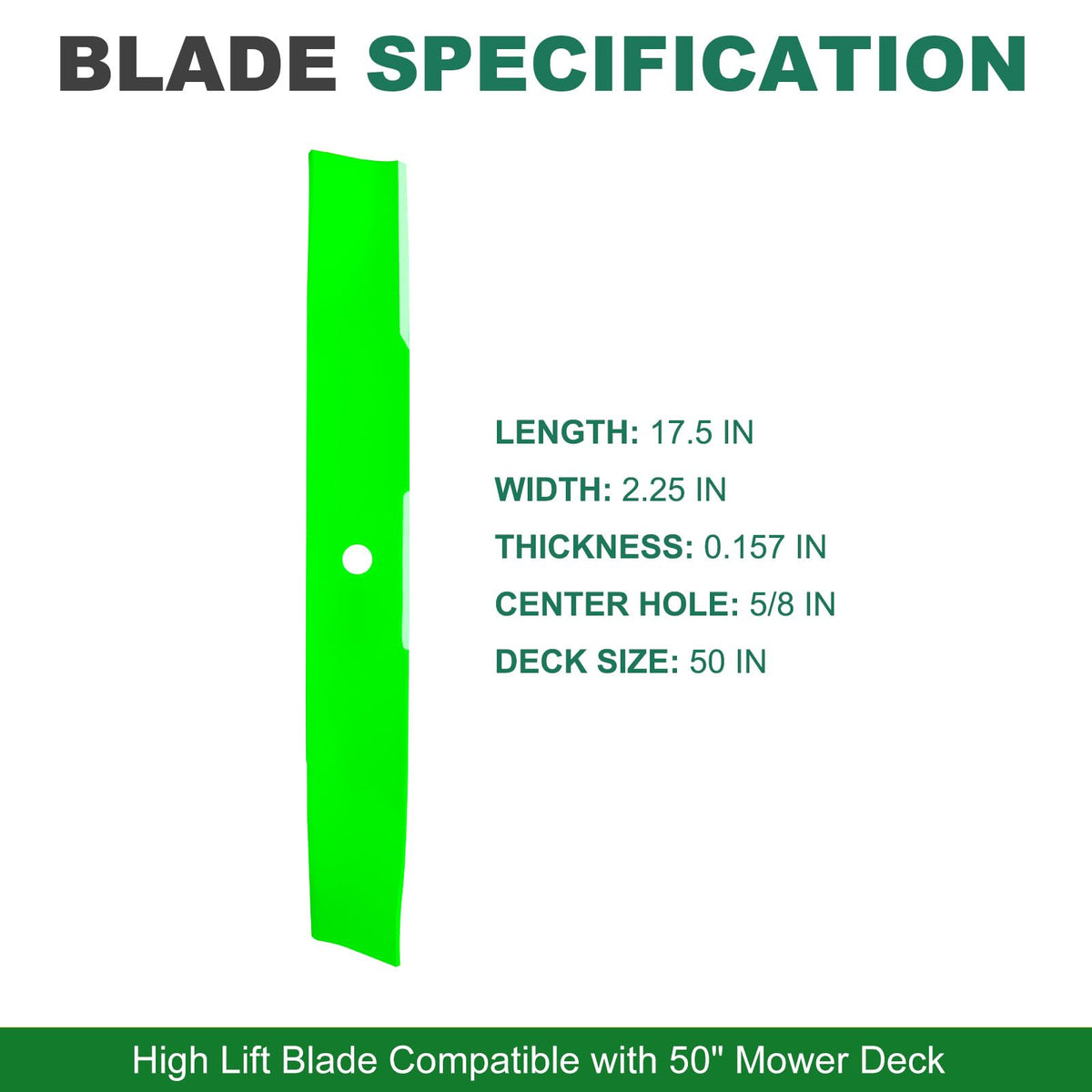 JSXDNWYJ high lift blades for Toro TimeCutter 50, side view, optimized balance