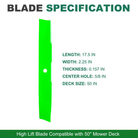 JSXDNWYJ high lift blades for Toro TimeCutter 50, side view, optimized balance