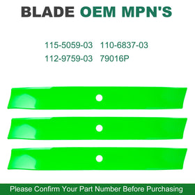 JSXDNWYJ 3-pack mower blades closeup, durable steel construction