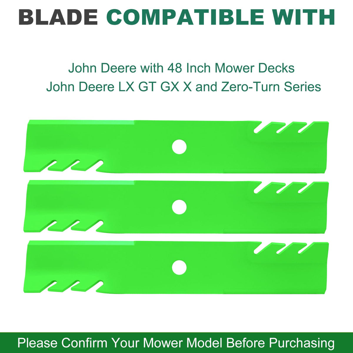JSXDNWYJ X-series mulching blades deliver consistent mulch for X300–X590.