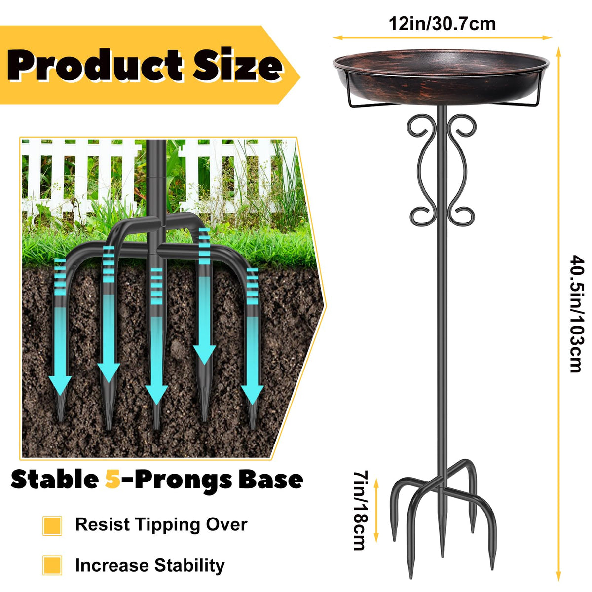 jsyonii 5-prong base provides stable stand for outdoor use in various soil conditions