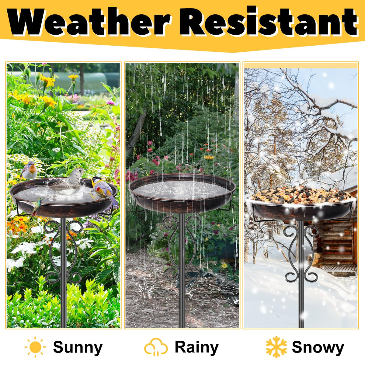 jsyonii integrated birdfeeder keeps birds fed while they visit the bath