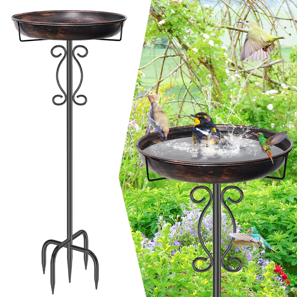 jsyonii metal birdbath outdoor 40in tall highlights durable vintage bronze finish for year-round garden use