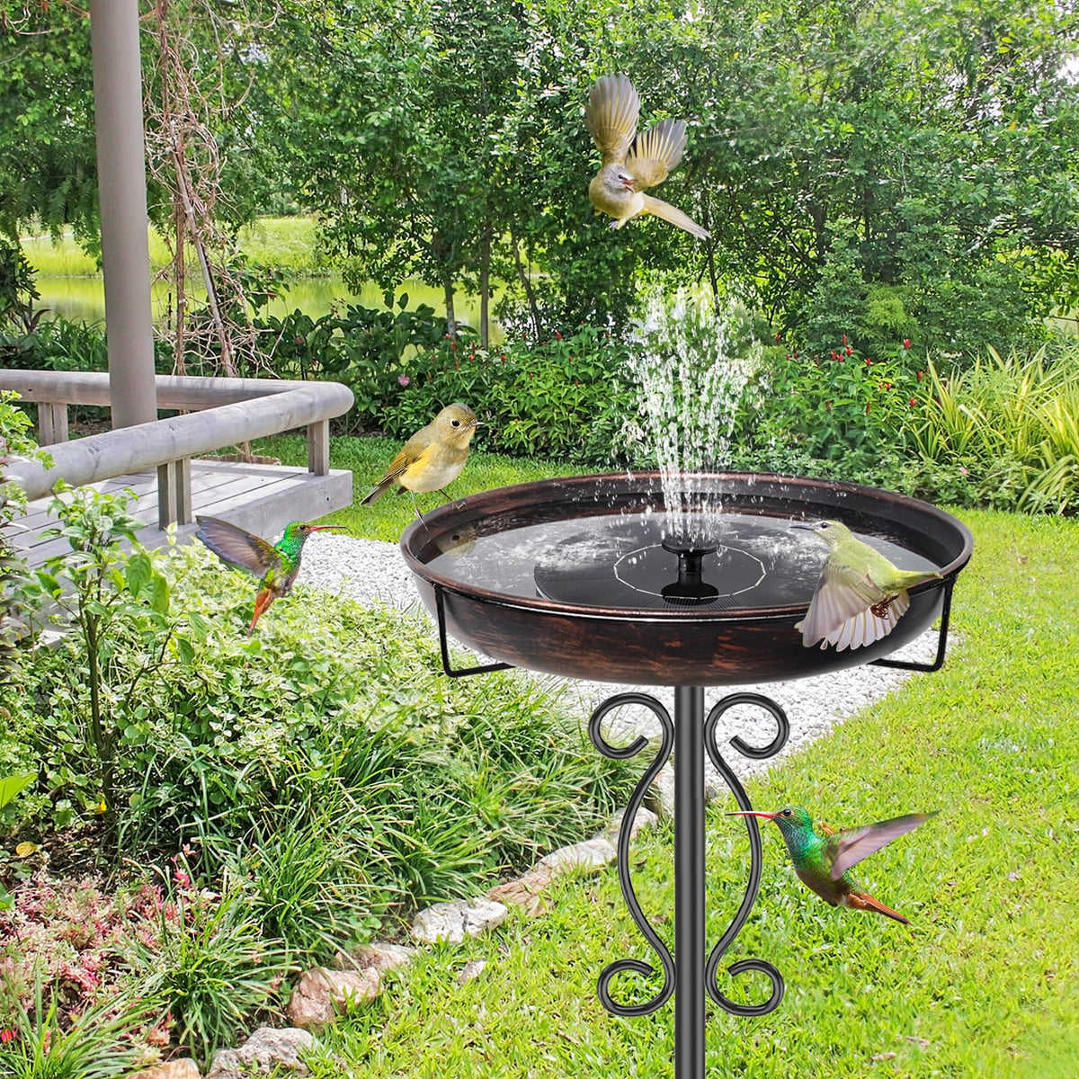 jsyonii vintage bronze finish birdbath enhancing garden charm and bird visits