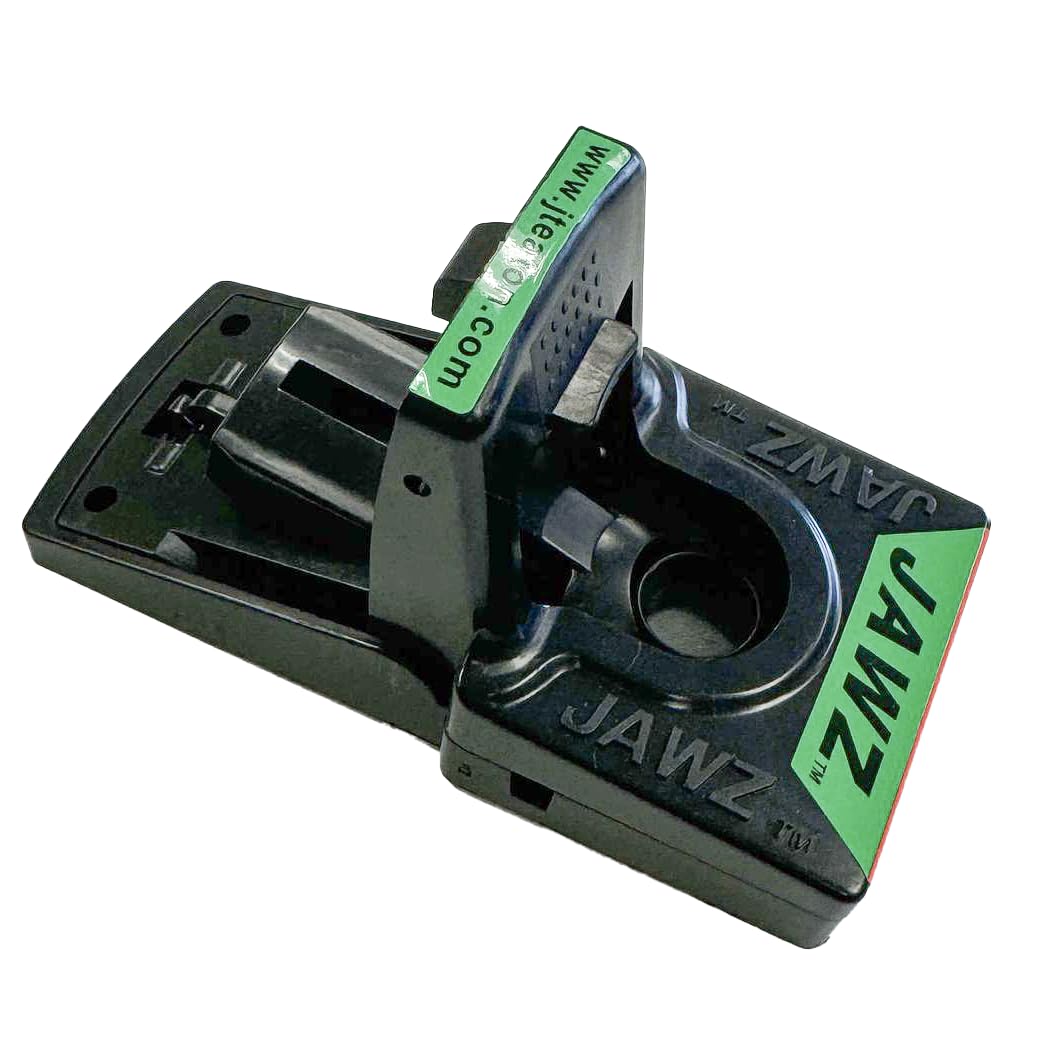 JT Eaton 409 Jawz supports liquid or solid bait for versatile indoor use.
