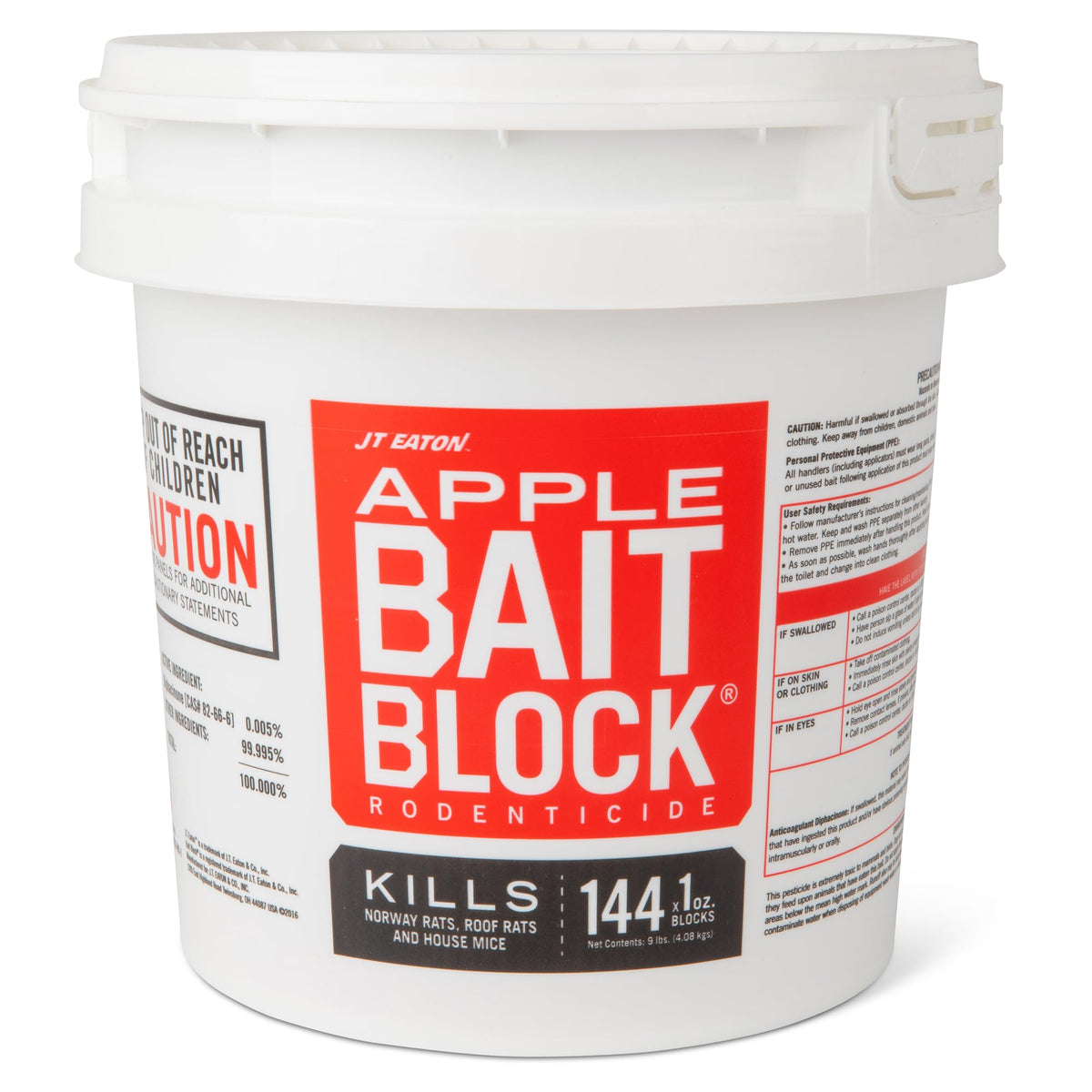 JT Eaton apple-flavor bait block 1oz attracts rodents for effective control.