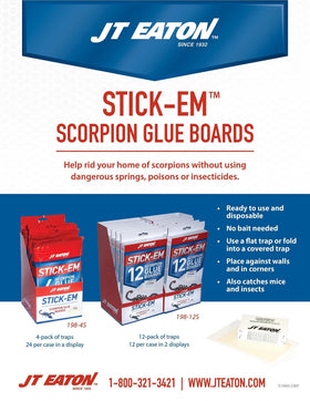 JT Eaton Stick-Em 198-12S glue trap close-up showing non-drying adhesive