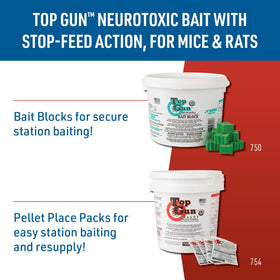JT Eaton Top Gun all-weather bait blocks placed indoors for discreet control