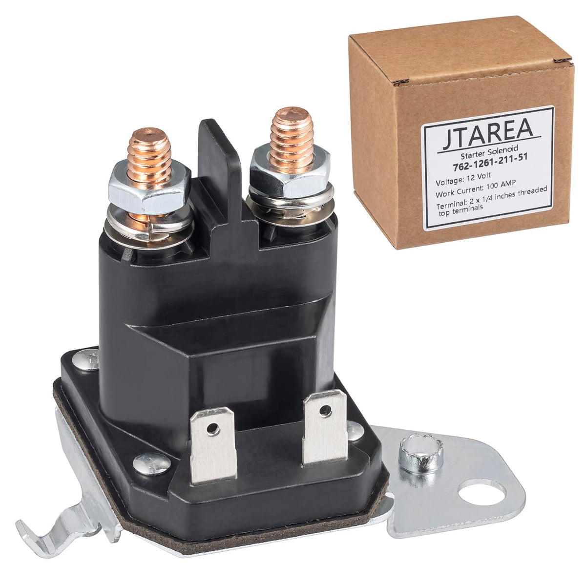 JTAREA starter solenoid 12V on lawn mower starter assembly for reliable starts