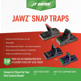 JT Eaton 409 Jawz solid bait compatibility supports versatile use with bait choices.