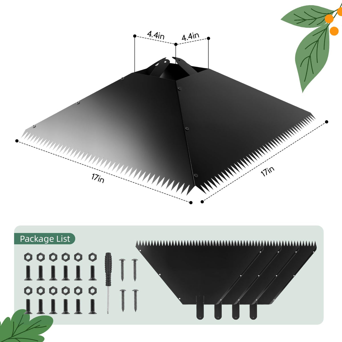 JTNFSH 17-inch baffle guards a feeder, deterring raiding squirrels.
