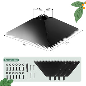 JTNFSH 17-inch baffle guards a feeder, deterring raiding squirrels.