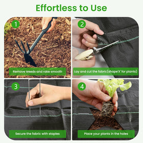 JTSIOV garden weed control cloth reduces evaporation and conserves moisture