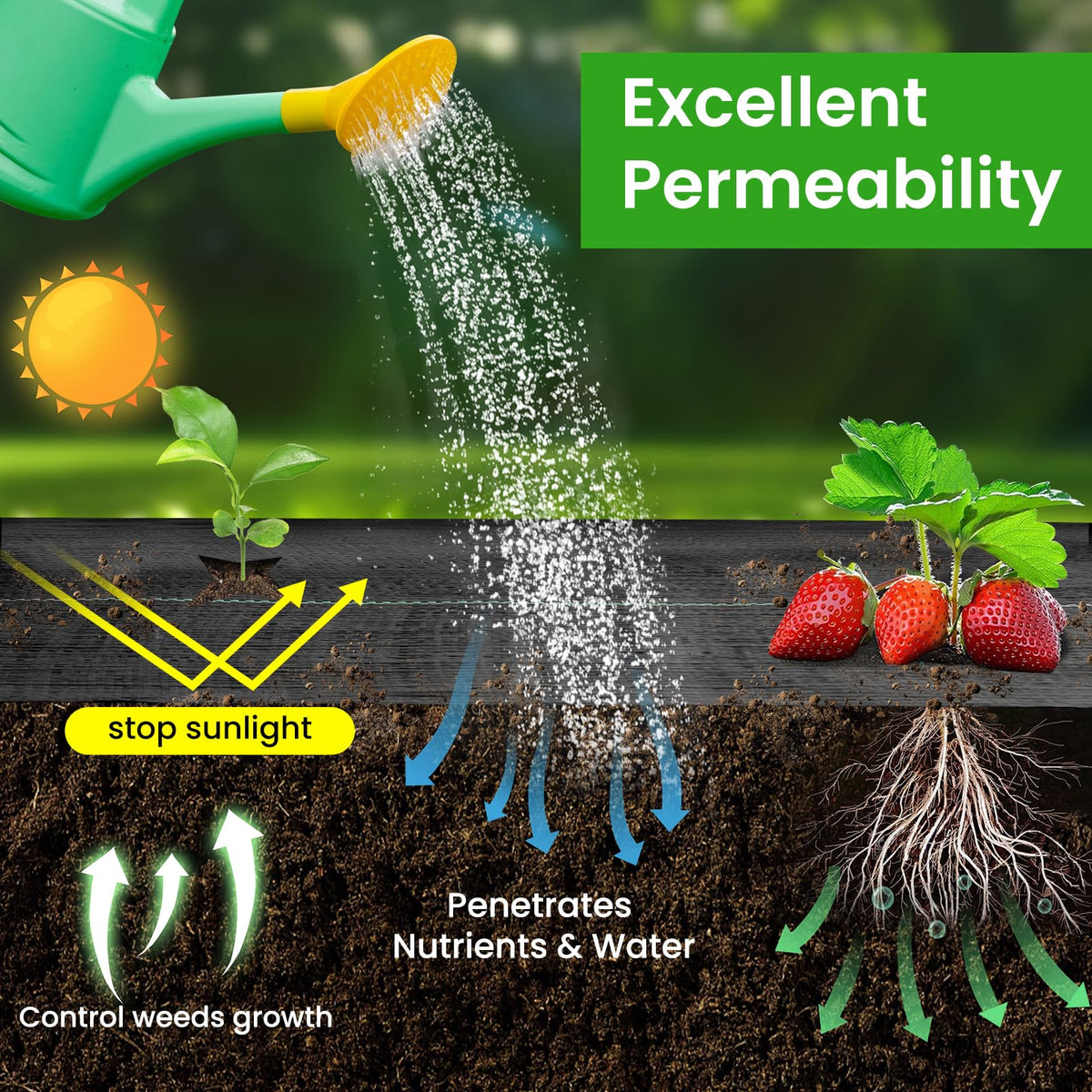 JTSIOV high permeability weave allowing water and nutrients to reach soil
