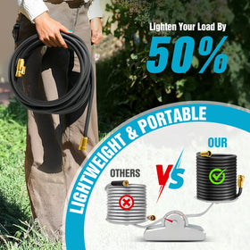 JTTHKK 75ft lightweight hose is easy to carry around for outdoor tasks.