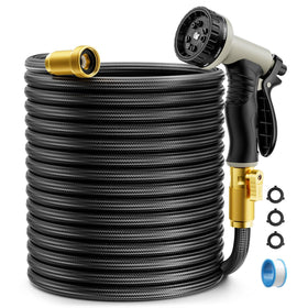 JTTHKK garden hose 75ft non-expandable design for steady water flow.