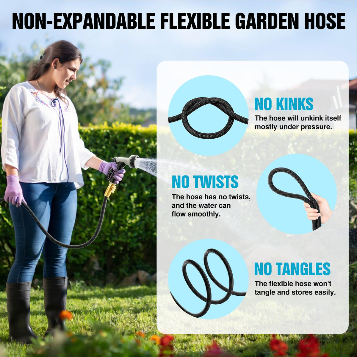 JTTHKK weather-resistant hose endures temperature swings for year-round use.
