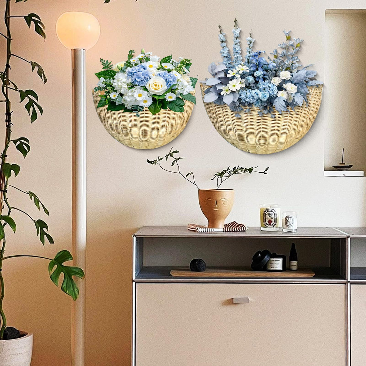 JubilantJive space-saving wall art basket declutters a hallway