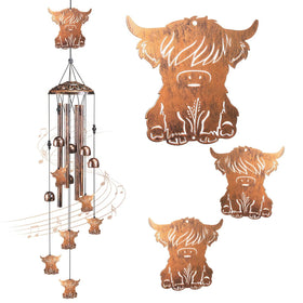 Jubilora Highland Cow Wind Chimes for outdoor use with serene tones