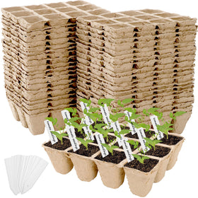 Jucoan seed starter trays with 12-cell peat pots for organized germination.