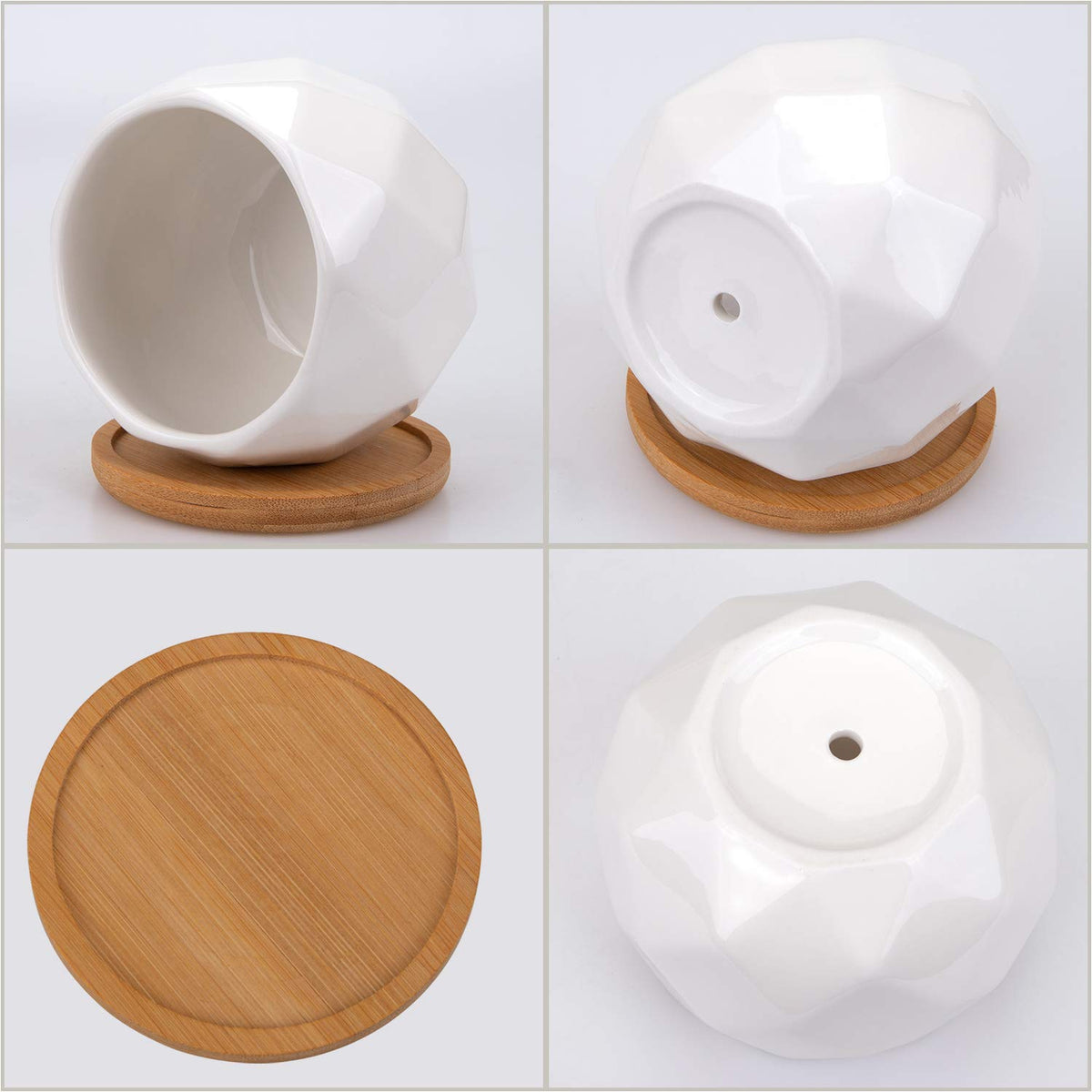 Jucoan minimalist white planter decor on a shelf.