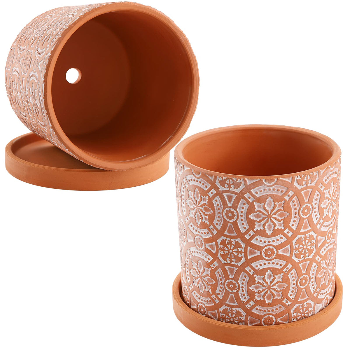 Jucoan terracotta pot with saucer included keeps surfaces clean
