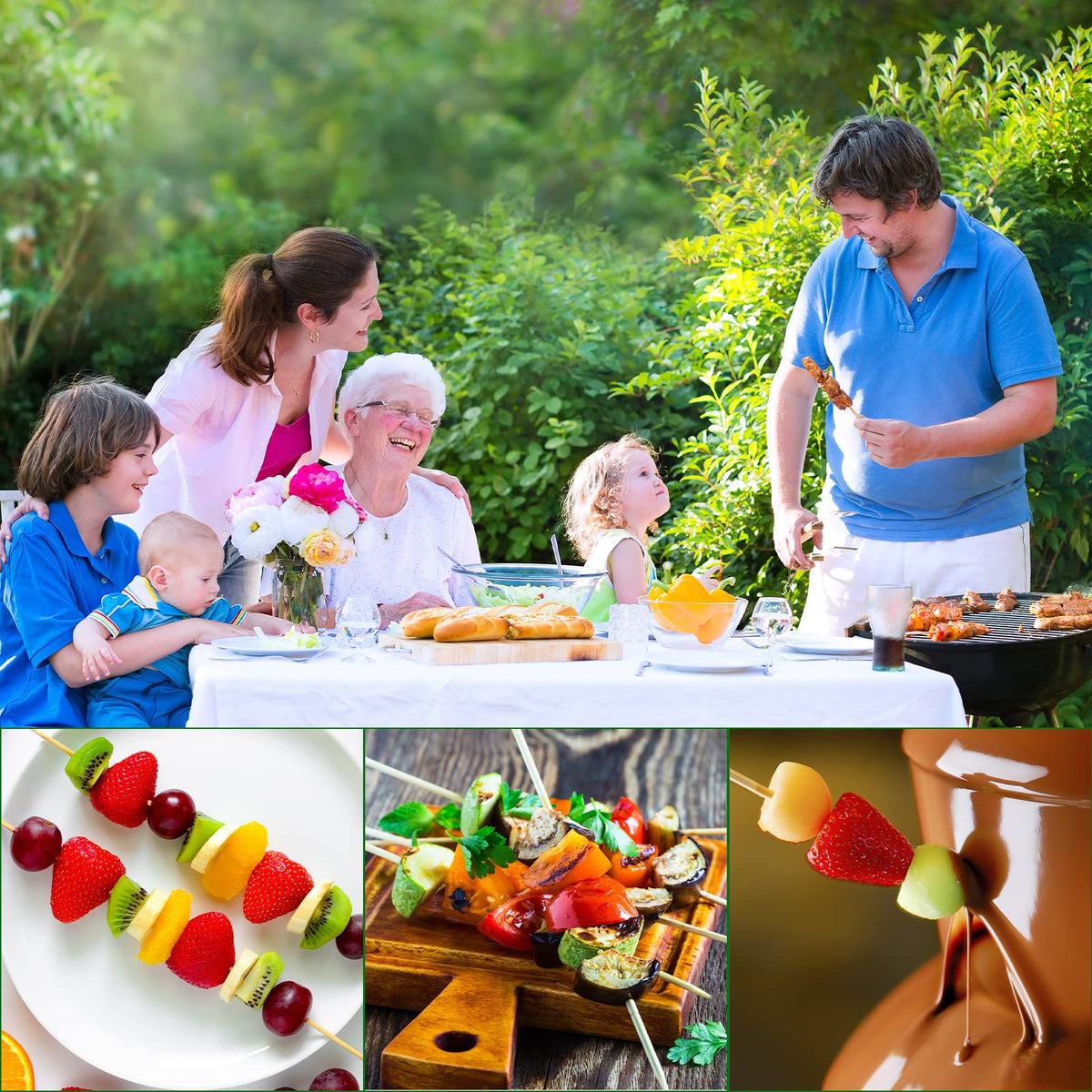 Judia YLL polished bamboo skewers offer smooth grip for easy handling.