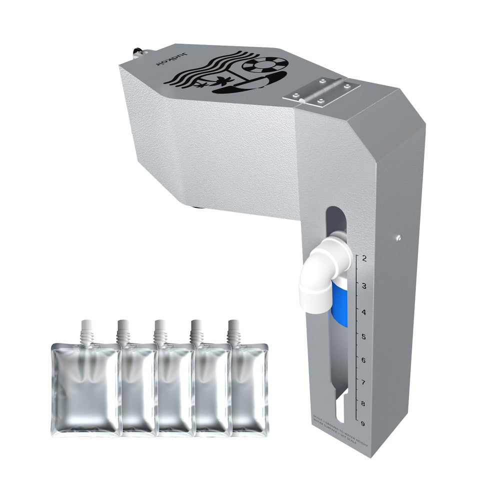 Judkoir automatic pool filler with clear visual scale for precise level at a glance.