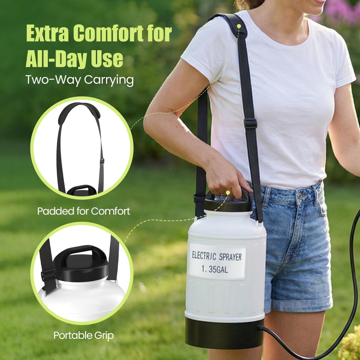 Judkoir adjustable shoulder strap keeps hands free during garden tasks