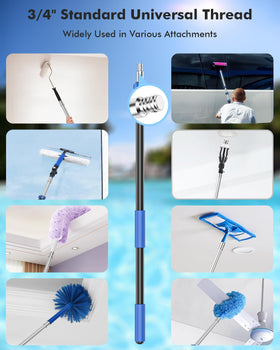 Juecity pool pole shows multiple accessory compatibility for efficient cleaning tasks