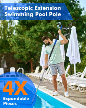Juecity leaf skimmer attachment on pool pole clears edge debris
