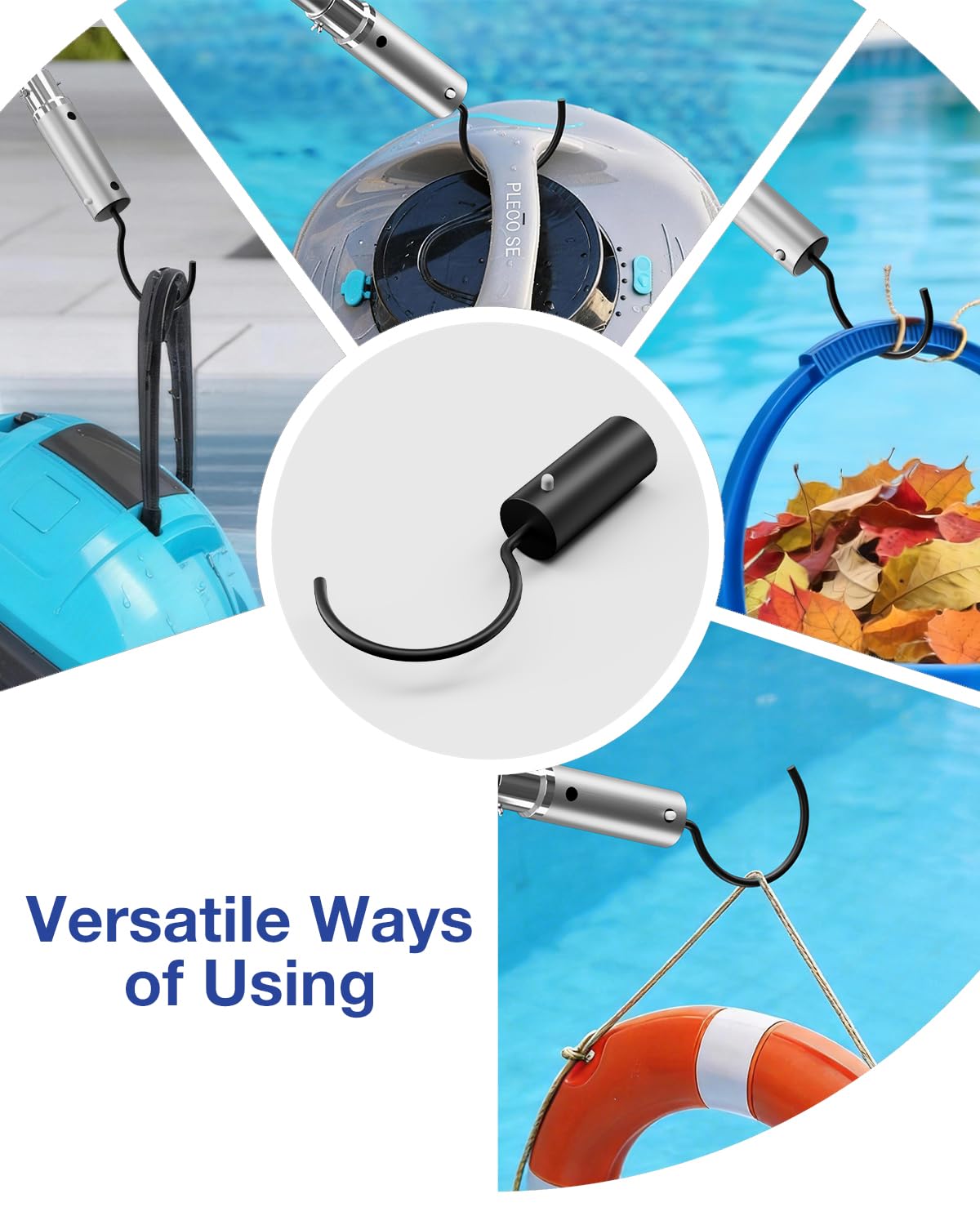 Juecity hook design suits standard maintenance poles and above-ground pools