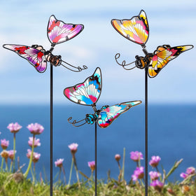 Juegoal butterfly stake 20-inch three-pack adds vibrant garden color.