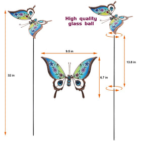 Juegoal butterfly stake 32inch outdoor garden setup bright and welcoming.