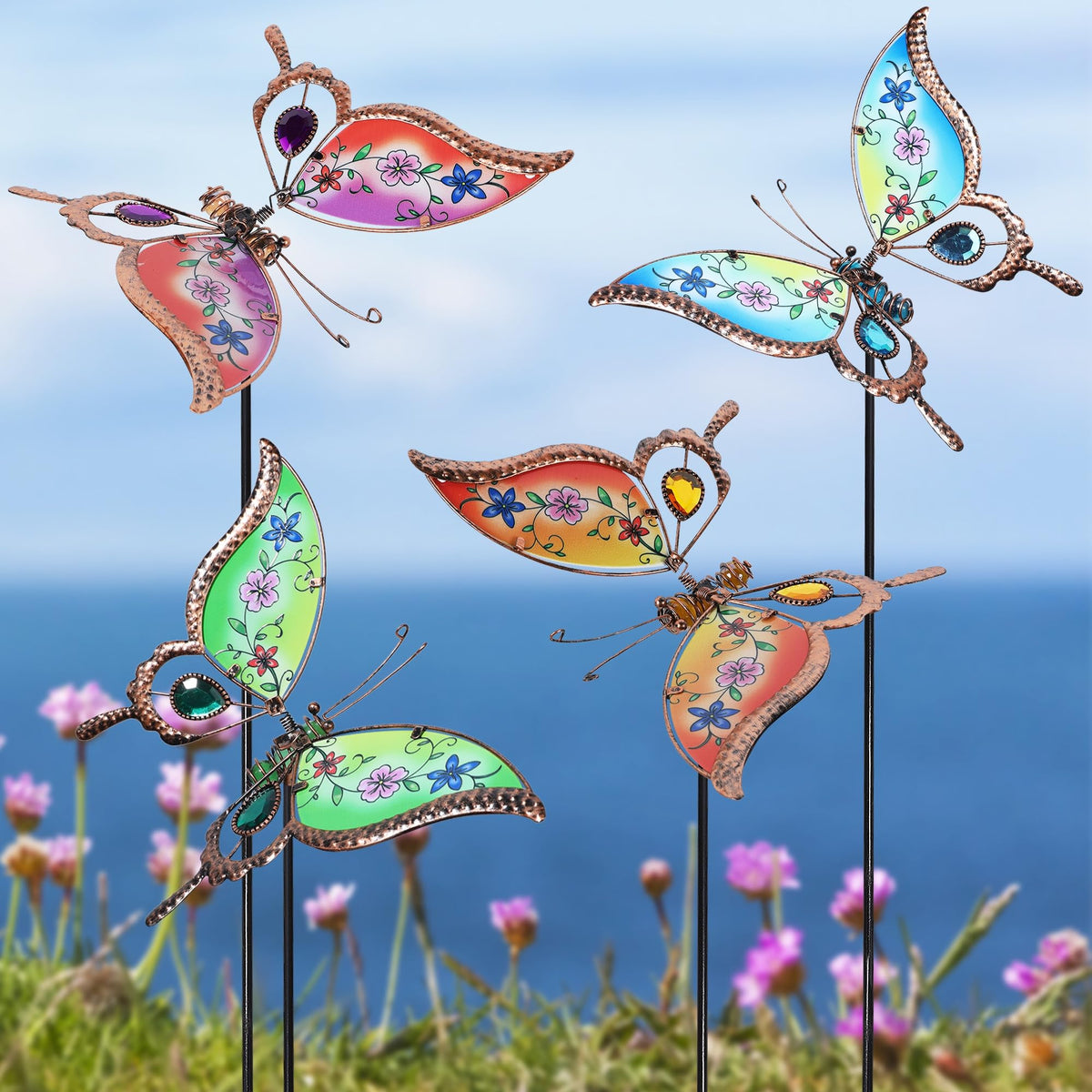 Juegoal butterfly stake rust-proof metal texture withstands weather.