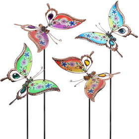 Juegoal butterfly stake set front view adds colorful yard charm.