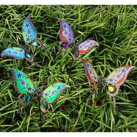Juegoal butterfly stake weatherproof UV coating for outdoor longevity.