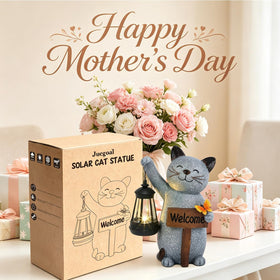 Juegoal cat figurine with welcome sign brightens entry