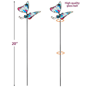 Juegoal colorful butterfly stake featuring glass and metal shine in sunlight.