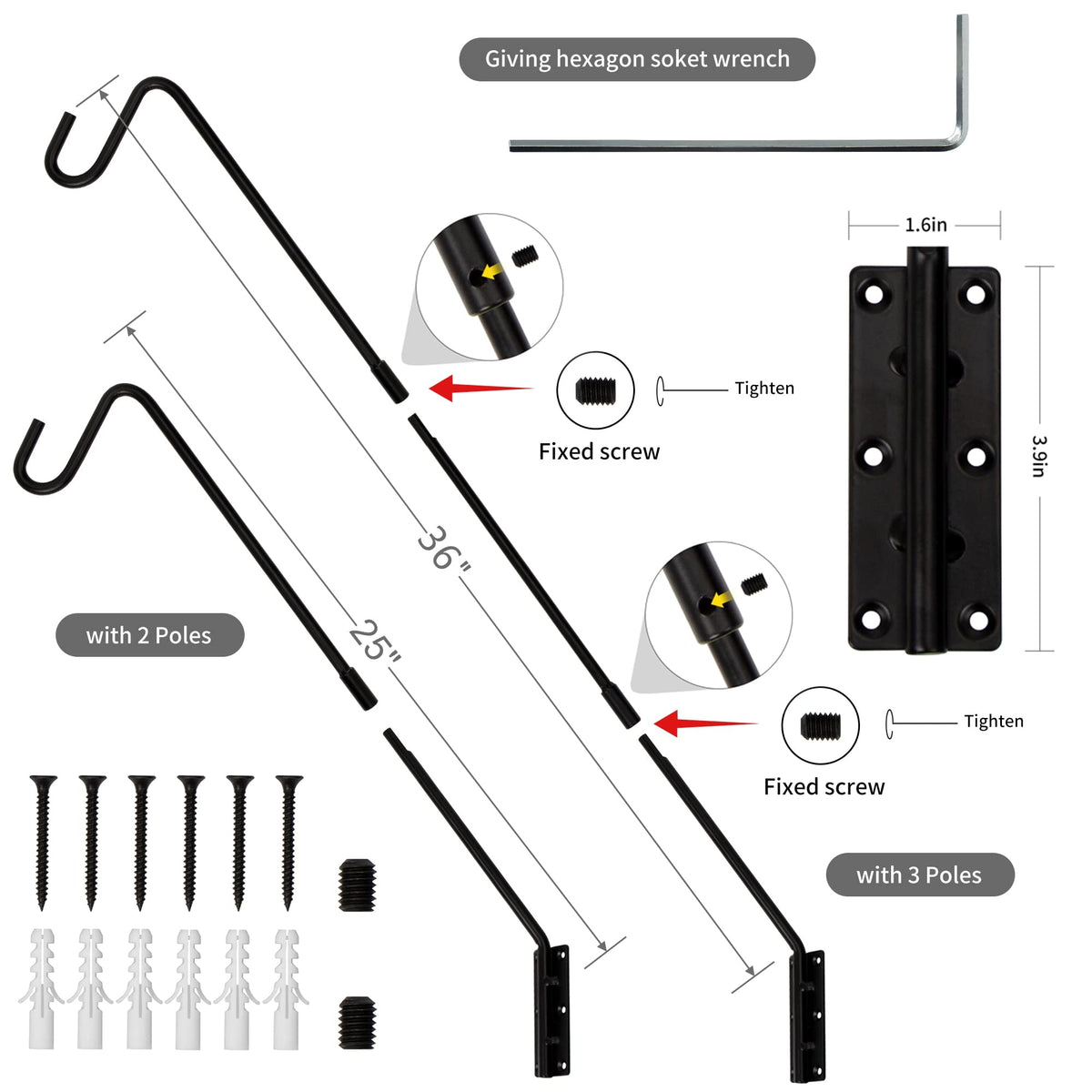 Juegoal 36-inch extended deck hook highlights feeders and deters some wildlife.