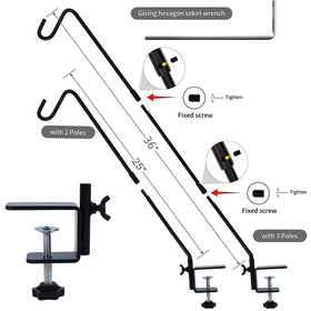 Juegoal 36-inch deck hook extended reach keeps feeders in clear view.