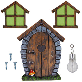 Juegoal fairy door windows set brightens evenings with subtle glow.