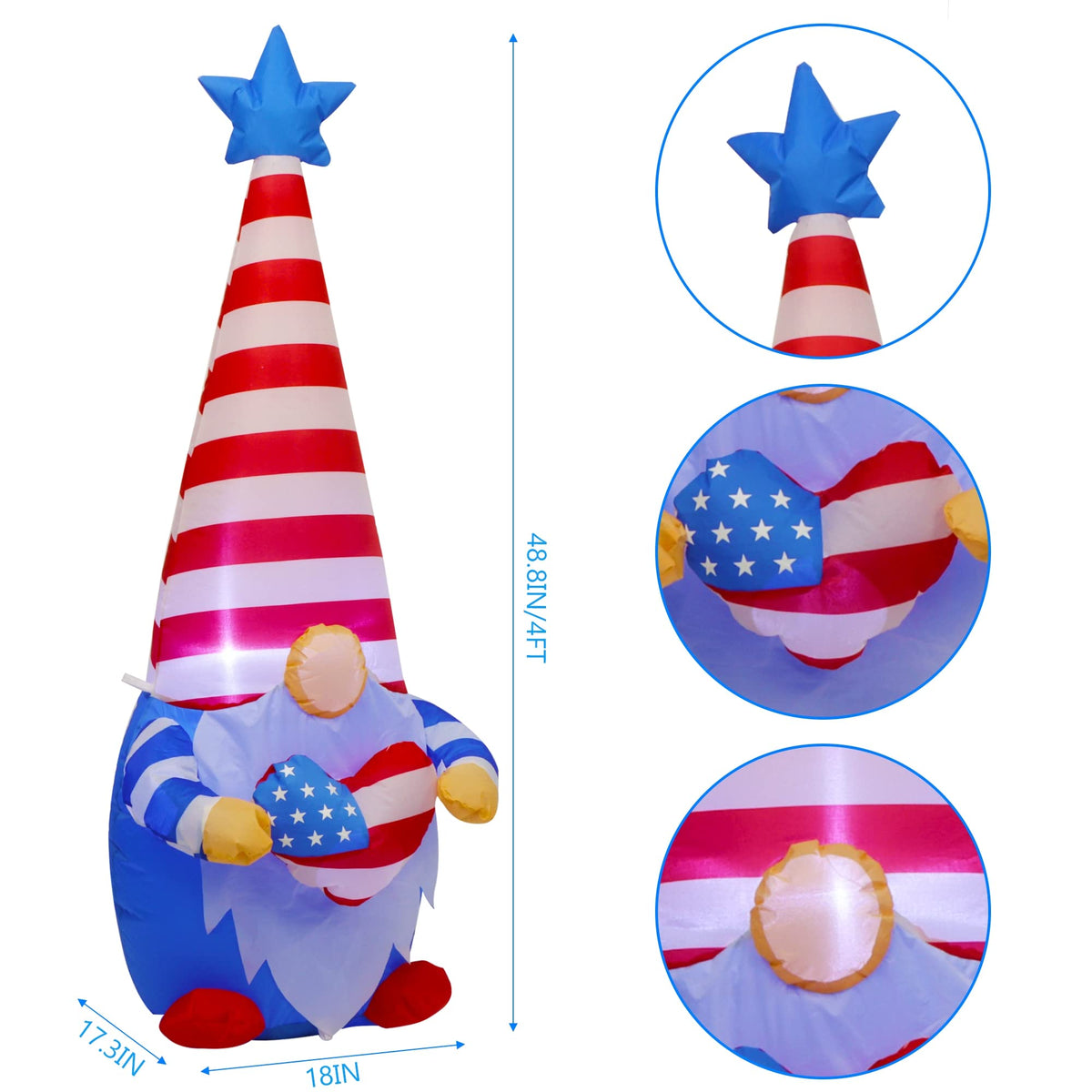 Juegoal four-foot inflatable gnome lights up curb appeal at dusk